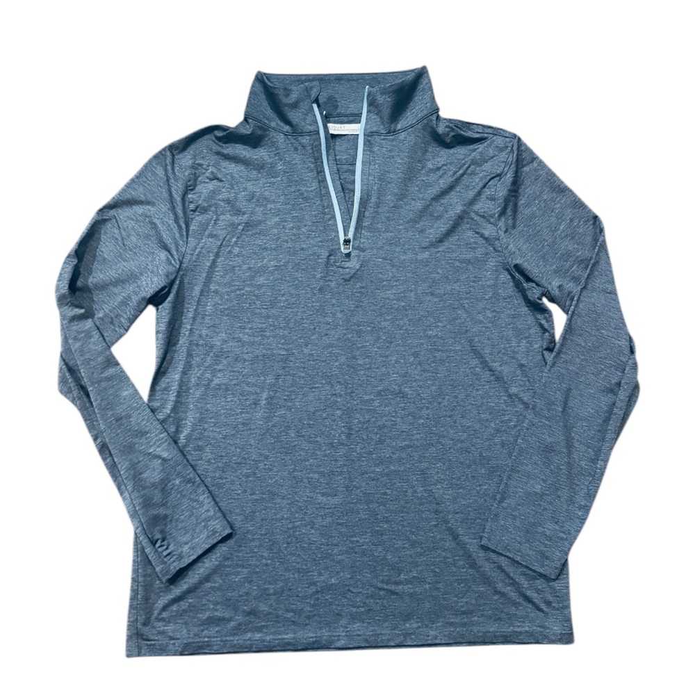 Criquet performance pullover with contrast zipper, Large, Heather Navy